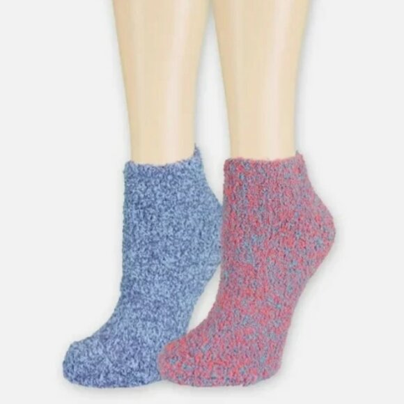 DR. SCHOLLS 2 PAIR LOW CUT SOOTHING SPA GRIPPERS WOMENS sz4-10 SOCKS PINK & BLUE - Picture 1 of 12